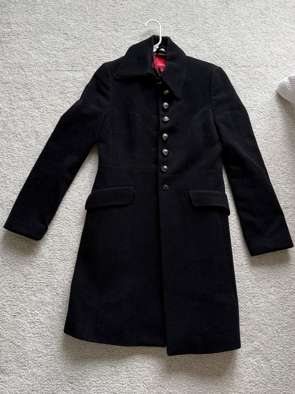Women’s Black Wool Coat with Button Front
